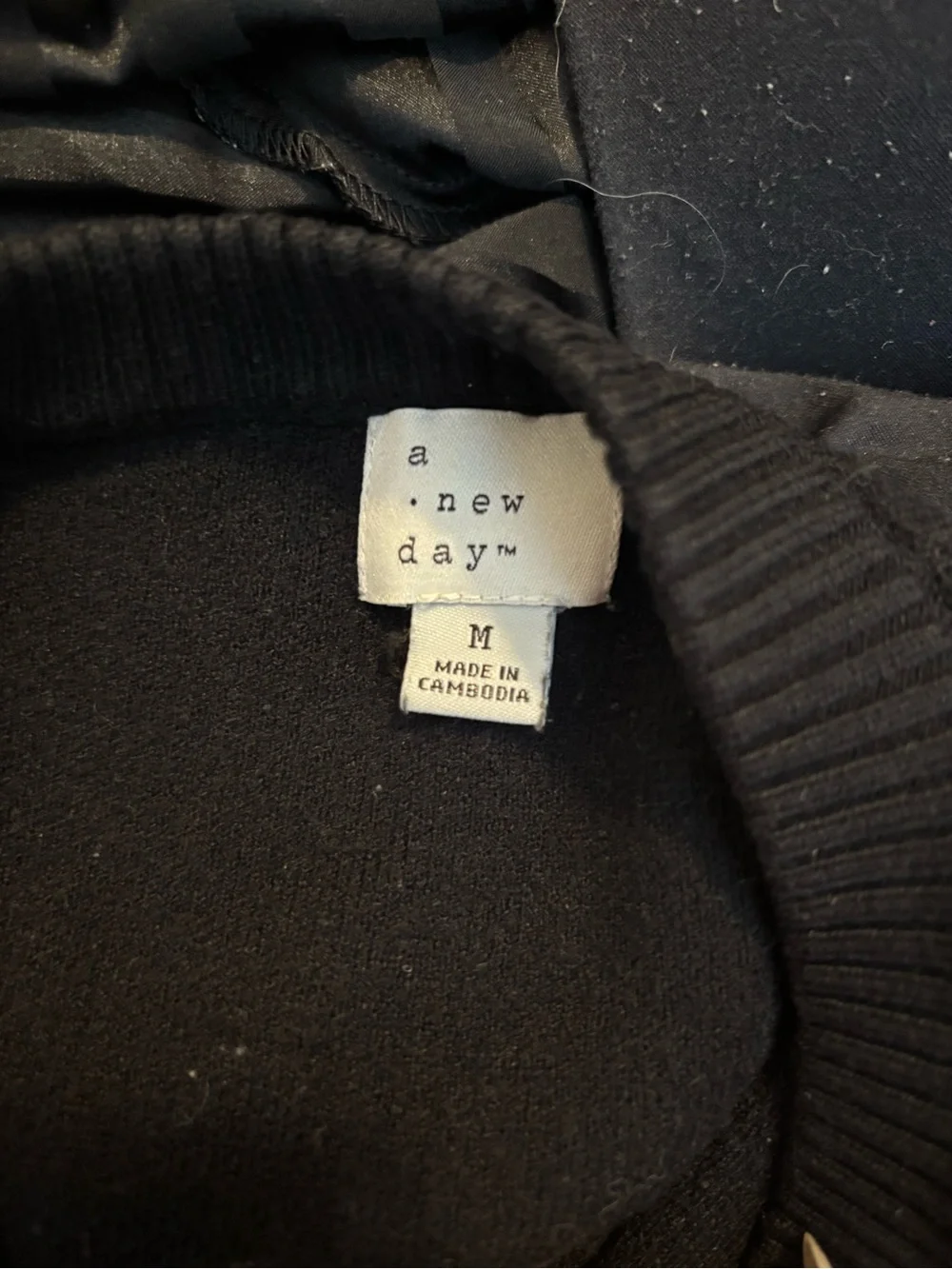 a new day Black & White Striped Crewneck Cardigan with Gold Buttons